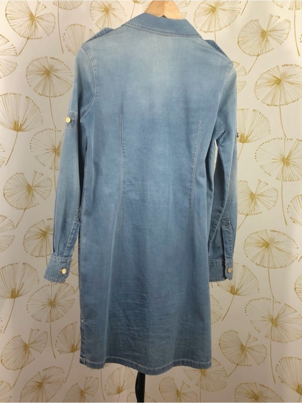 Tory Butch stretch Denim Shirt Dress with Belt - Picture 6 of 8